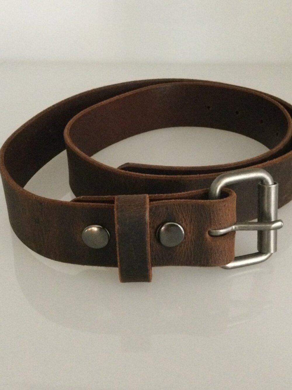 Nohma Brown leather Belt Handcrafted Amish USA 1.5" Size 36-42